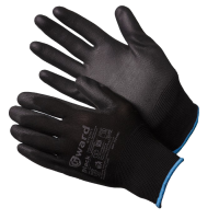 Перчатки нейлоновые черные с полиуретан. покрытием GWARD Black 12 240, р-р 10 XL арт. PU1001