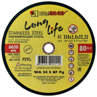 Круг отрезной 41 230х3,0х22.23 WА 24 S BF 80 нерж.Long Life (50 25)