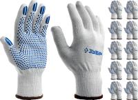 Перчатки с точками увеличенного размера, х б 13 кл ЗУБР ТОЧКА+, р р L-XL, 10 п уп арт. 11451-K10