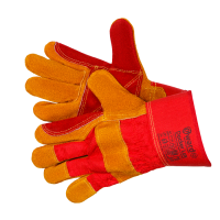Перчатки спилок комбинированные ЛЮКС (красно-желтые)