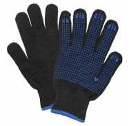 Перчатки трикот. с ПВХ 5-ти нитка, 7класс точка черные (5 7ПВХ)