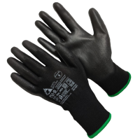 Перчатки из полиэстера черные с полиуретан. покрытием Astra Pu-B  12 240, р-р 10 XL арт. PU1001