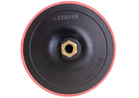 Тарелка опорная STAYER  MASTER  пласт. для УШМ на лип-е, полиурет. вставка, d125мм,М14 арт.35744-125