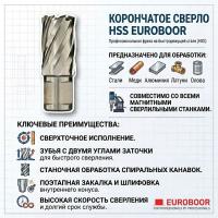 Фреза кольцевая (полое корончатое сверло) из HSS, длиной 55 мм, Ø 59 мм