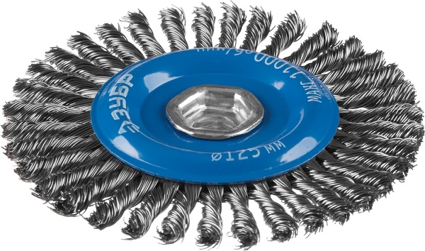Щетка дисковая для УШМ, плетеные пучки стальной проволоки 0,5мм, 125ммхМ14 ЗУБР ″Профессионал″ фото3