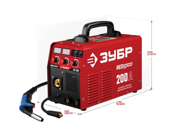 Аппарат сварочный, инверторный, полуавтоматический ПС-200 ЗУБР 30-200 А, MIG MAG MMA фото3