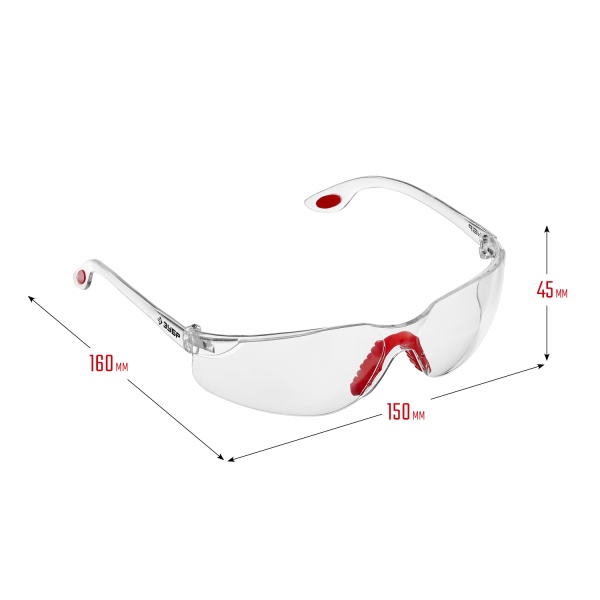 Очки защитные ЗУБР СПЕКТР 3, откр типа, прозрачные, широкая монолинза, арт. 110315 фото5