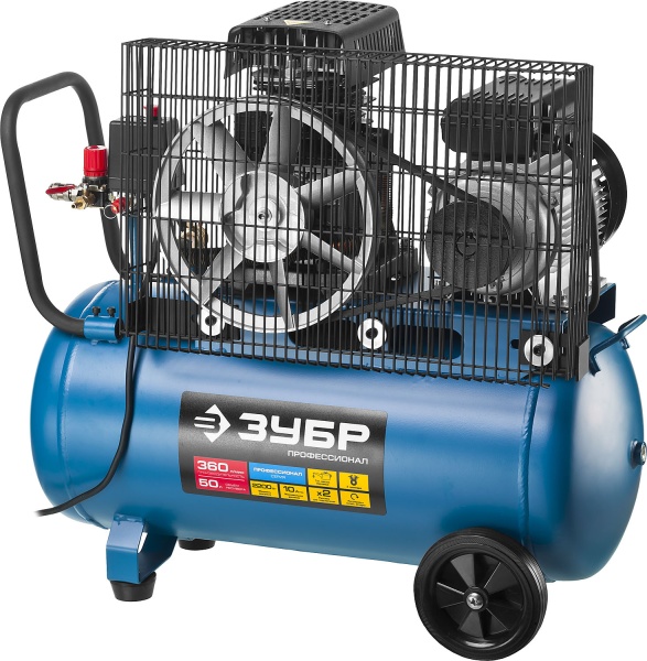 Компрессор поршневой ременной масляный ЗУБР Профессионал, 360л мин, 50л, 2200 Вт, арт. ЗКПМ-360-50-Р-2.2 фото3